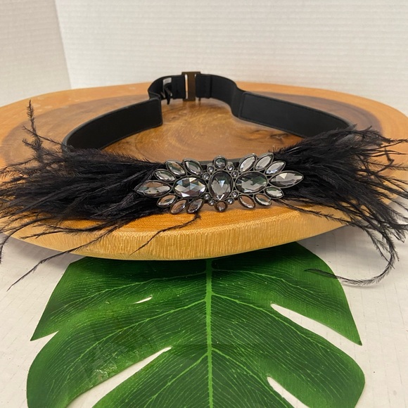 BCBGMaxAzria Accessories - BCBG Max Azria  Flapper Feathers & Bling Stretch Belt Size S